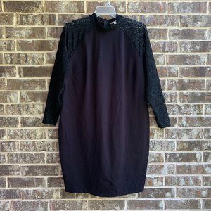 Belle Sky Women's Bodycon Black Dress Lace Sleeves